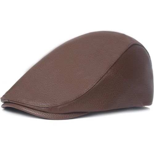 Casquette Plate Réglable Cuir De Pu Hiver Vintage Souples Bérets For Homme Newsboy Flat Cabbie Chapeau
