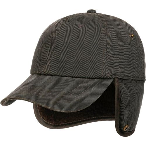 Casquette Avec Oreillettes Herringbone Homme - Pour L'hiver De Baseball Fermé À Larrière, Visière, Doublure, Bandeau En Cuir Hiver Automne-Hiver