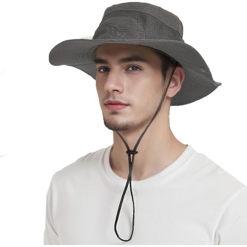 Chapeau De Soleil Hommes Protection Uv Safari Boonie Chapeau D'été Coton Upf 50+ Pêcheur Chapeau Pliable Pour Plage Randonnée Jardin Camping