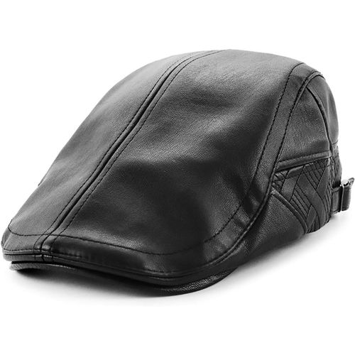 Casquette Plate En Cuir Pour Homme Réglable Béret Chapeau Plate Casquette Gavroche De Lierre À Bec De Canard
