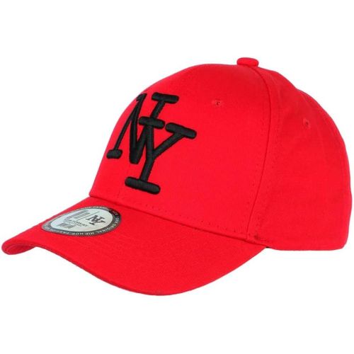 Casquette Ny Rouge Et Noire Tendance Visiere Baseball Sticker Original Stazky - Homme