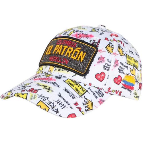 Casquette El Patron Blanche Et Orange Strass Streetwear Colombia Medellin Baseball - Mixte