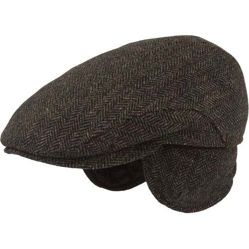 Bonnet D'hiver Pour Homme Avec Cache-Oreilles | Casquette Plate | Casquette Parapluie ¿ 100 % Laine ¿ Avec Protège-Oreilles Rabattables ¿ Doux Pour La Peau Et Confortable