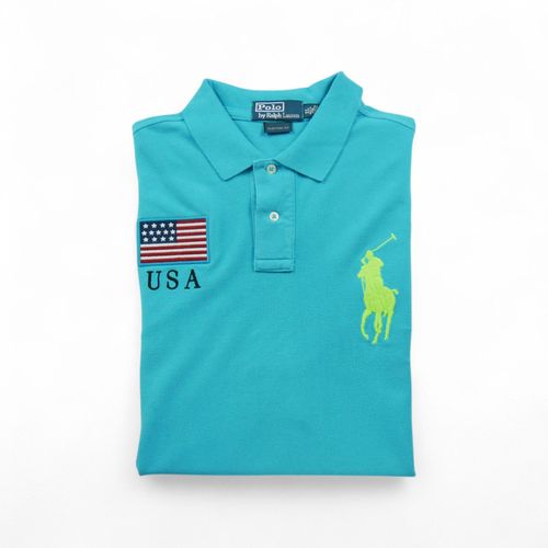 Reconditionné - Polo Manches Courtes Homme Usa - Taille Xl - Homme - Turquoise