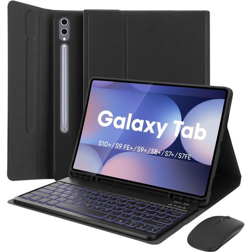 Chenquansarl-Étui Clavier Rétroéclairé Avec Souris Pour Samsung Galaxy Tab S10+/S9 Fe+/S9+/S8+/S7 Fe/S7 Plus 12,4"", Étui Clavier 7 Couleurs Pour Samsung Galaxy Tab S10+/S9 Fe+/S9+/S8+/S7 Fe/S7 Plus 1