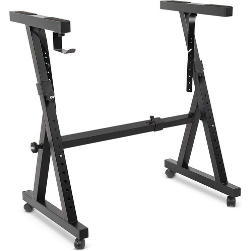ChenQuanSarl-Support Clavier Universel , Forme De Z Robuste, Support Piano Portable Avec Hauteur Et Largeur Réglables, Roulettes Verrouillables (Noir)