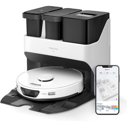 ChenQuanSarl-S7 Ultra Robot Aspirateur Et Nettoyeur, Avec Station Tout-En-Un (Puissance D'Aspiration 5500 Pa, Autonomie De La Batterie 180 Min, Réservoir De Poussière 350 Ml/Réservoir D'Eau 200 Ml,