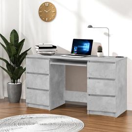 Bureau Gris Béton 140x50x77 Cm Bois D'ingénierie