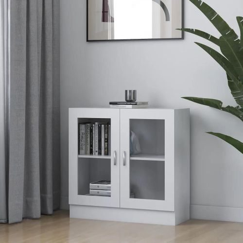Armoire À Vitrine Blanc 82,5x30,5x80 Cm Bois D'ingénierie