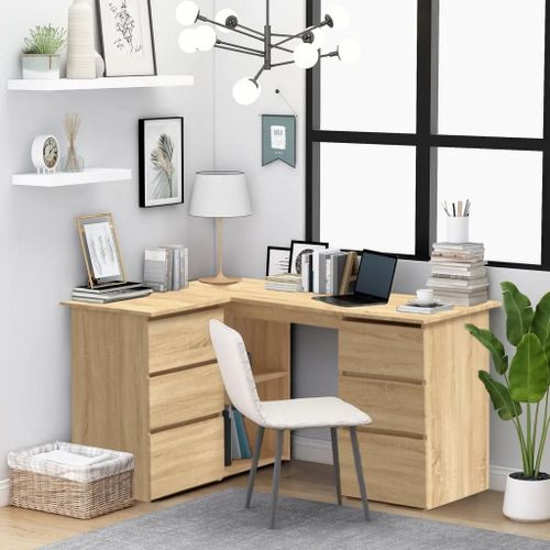 Bureau D'angle Chêne Sonoma 145x100x76 Cm Bois D'ingénierie