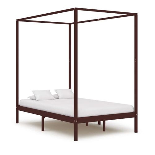 Cadre De Lit À Baldaquin Sans Matelas Bois Massif 120x200 Cm