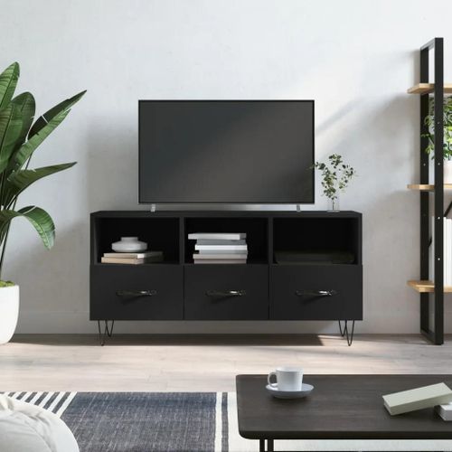 Meuble Tv Noir 102x36x50 Cm Bois D'ingénierie