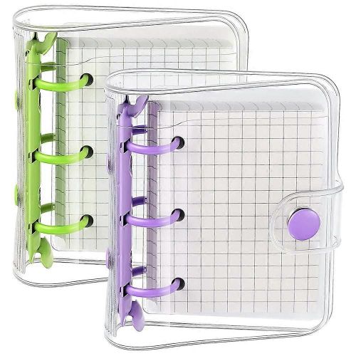 2 Ensembles Mini Clair 3 Anneau Reliure Couvre Avec Classeur Intérieur Sac En Papier Transparent Souple Pvc Notebook Fermeture