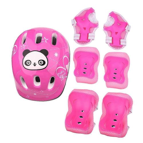 7pcs / Set Sports Protective Safeguard Pads Set Equipment For Skateboard (Rose)