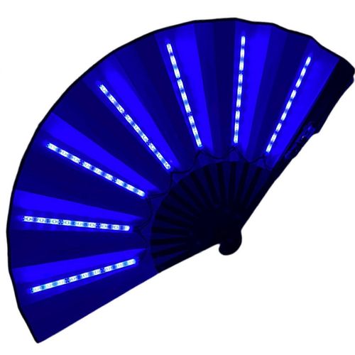 Ventilateur Lumineux Led Ambiance Lumière Pliable Rougeoyant Charnière Forte 12v 10 Pouces Ktv Bar Club Décoration Nuit Performance Prop Ventilateur À Main