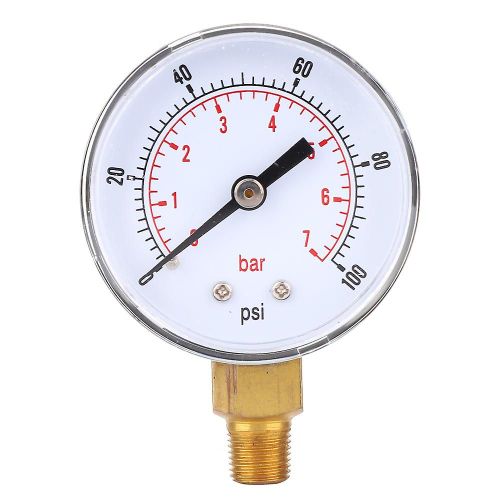 Manomètre 50mm Cadran 1/8 BSPT Connexion inférieure pour l¿air, l¿eau, le pétrole, le gaz (0-100PSI, 0-7Bar)