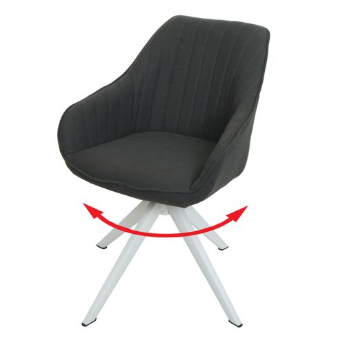 Chaise De Salle À Manger Hwc-K27, Chaise De Cuisine Avec Accoudoirs, Pivotante Tissu/Textile   Gris Foncé