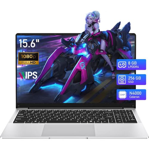 KGABERY-Ordinateur Portable 15,6 Pouces, Processeur Notebook Celeron N4000 8 Go De Ram Lpddr4 Et Ssd 256 Go Win11 Pro, Écran Ips 1920 * 1080 Ultra-Mince Et Portable/Bt4.2/Wifi 5, Usb3.0 * 2