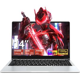 KGABERY-Ordinateur Portable 14,1 Pouces Windows 11 Pro Celeron N4000 Cpu 6Go Ram 256Go Ssd Uhd Graphics 1080P Ips Écran 180°Flip Wifi/Usb 3.0/Bt4.2/Mini Hdmi/Tf Card Slot