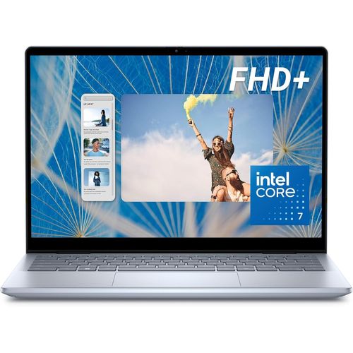 KGABERY-Inspiron 14 2-En-1 (7440)-14'' Full Hd+ Écran Tactile, Intel Core 7 150U, 16 Go De Ram, 512 Go Ssd, Intel Iris Xe Graphics, Windows 11 Home,Clavier Rétroéclairé Azerty, Aluminium Ice Blue