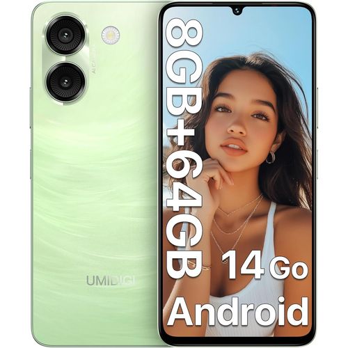 KGABERY-G9A Smartphone, Android 14 Go Telephone Portable, 6.75"" Hd+ Octa-Core Téléphone Android, 8Gb+64Gb/1Tb Tf, Dual Sim 4G Smartphone Pas Cher, 13Mp+8Mp/5000Mah/Face Id/Gps