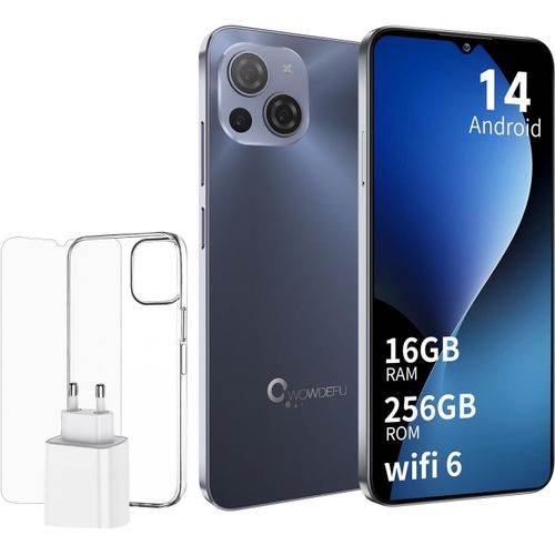 KGABERY-Smartphone Débloqué Android 14,S18 Téléphone Portable,16Go+256Go,Écran Fhd+Incell 6.58"",48Mp+24Mp,Double Sim 4G,Octa-Core,Reconnaissance Faciale/Empreinte Digitale/Nfc/Otg 2024 Noir