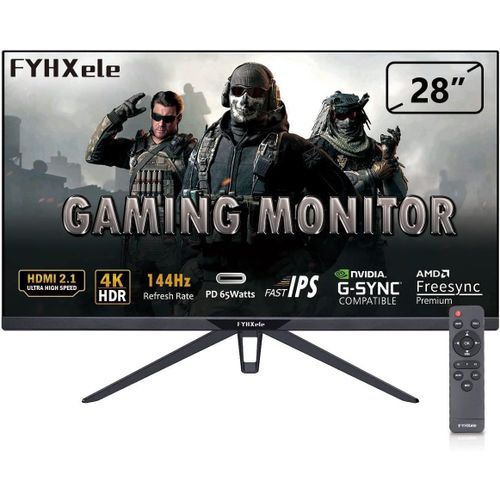 KGABERY-Écran Pc Gaming 28 Pouces 144Hz, Moniteur Pc Uhd 3840X2160, 1Ms, Amd Freesync & G-Sync, Vesa,Écran De Réduction De La Lumière Bleue, Dp, Hdmi