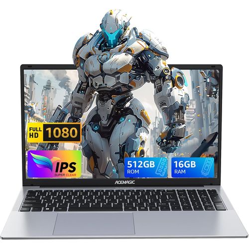 KGABERY-Ordinateur Portable,Boîtier Métallique Pc Portable,15,6 Pouces Fhd 16Go Ddr4 512Go Ssd,In-Tel Quad-Core N97(Jusqu'À 3,60 Ghz) Bat N5095,Wi-Fi,Bt5.0,Usb 3,2,Type C,Hdmi(Gris,15,6 Pouces N97)
