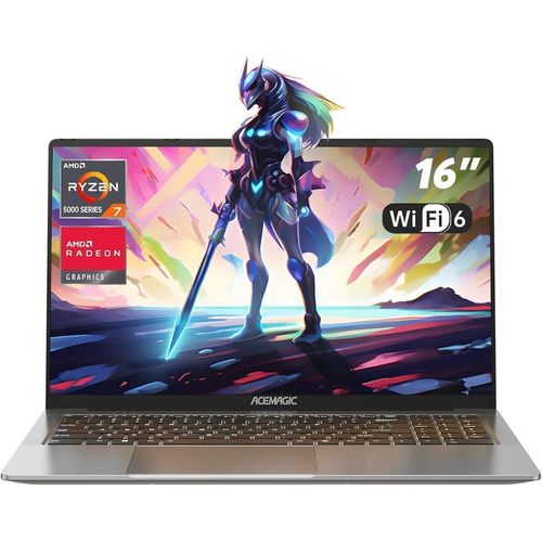 KGABERY-16"" 2025 Ordinateur Portable Amd Ryzen 7 5700U(8C/16T,4,3 Ghz)Boîtier En Métal Pc Portables 16 Go Ram Ddr4,512Go Soutien Extension 4Tb,Clavier Rétroéclairage,Wifi 6,Bt5.2,Type C,Laptop Ryzen