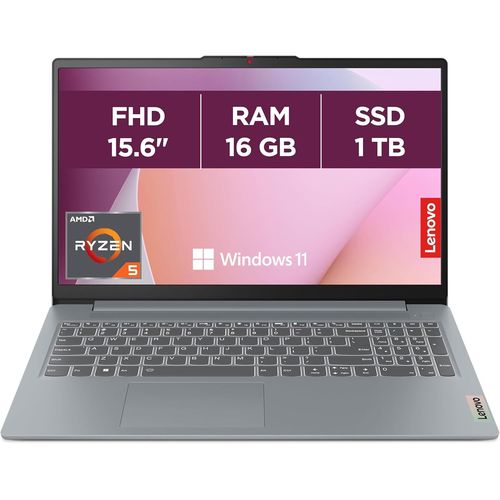 KGABERY-Ideapad Slim 3 15Abr8-Ordinateur Portable 15.6'' Fhd (Amd Ryzen 5 5625U, Ram 16Go, Ssd 1To, Amd Radeon Graphics, Windows 11 Home) Clavier Azerty Français-Gris