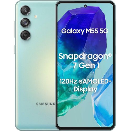KGABERY-Galaxy M55 5G (Vert Clair, 8 Go De Ram, 128 Go De Stockage) | Triple Caméra 50 Mp | Batterie 5000 Mah | Snapdragon 7 Gen 1 | Mise À Niveau Du Système D'Exploitation 4 Génération Et Mise À Jou