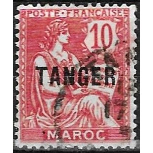 Maroc, Protectorat Français 1918 / 24, Beau Timbre Yvert 85, Type Mouchon 10c. Rose, Libellé "Maroc", Surchargé "Tanger", Oblitéré, Tbe.