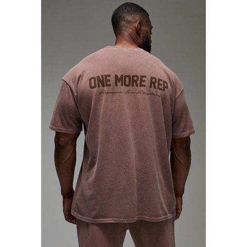 T-Shirt Oversize Délavé À Slogan - Man Active Homme - Marron - Xs, Marron