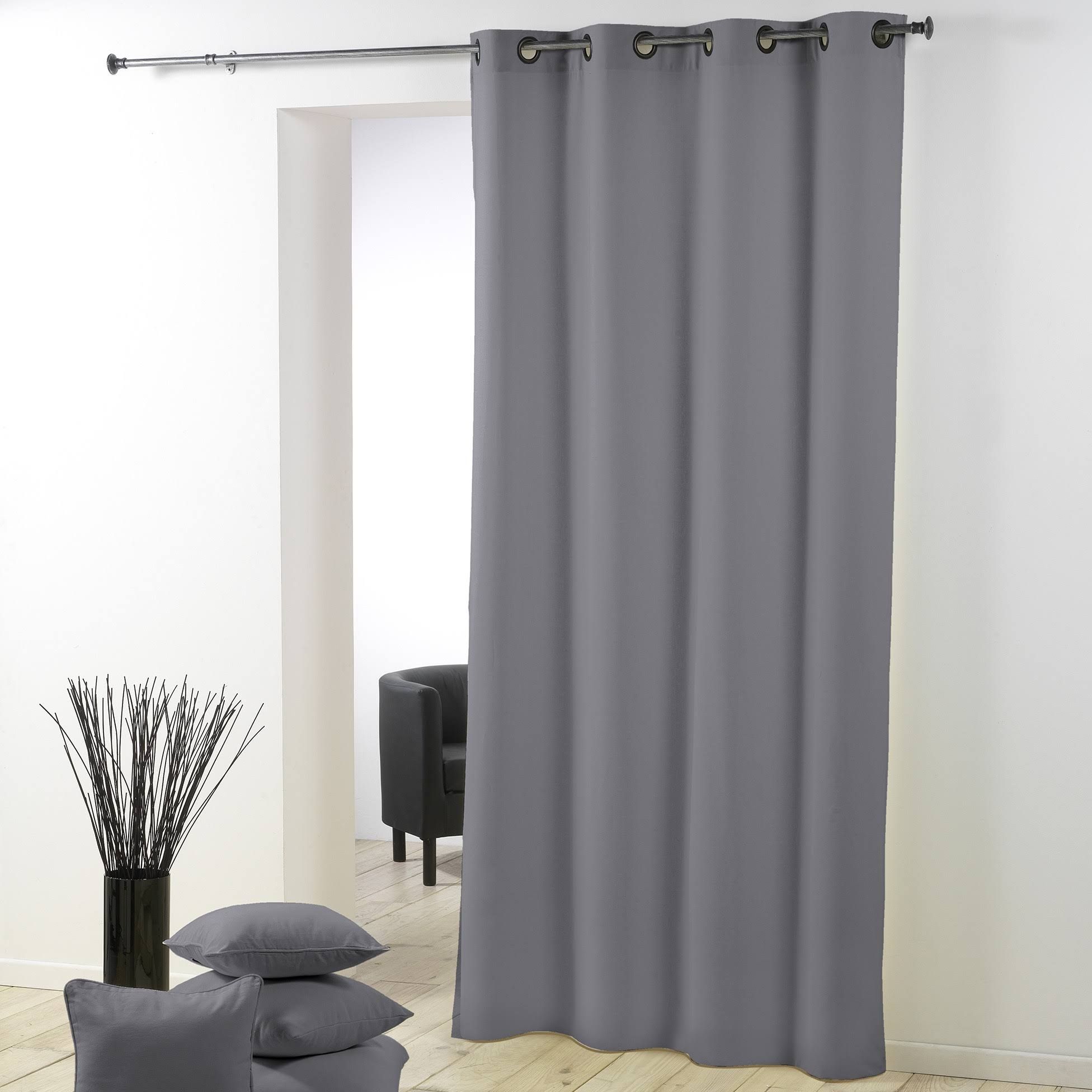 Rideau Occultant 140x280 cm Polyester Gris Clair - Housse De Rêve