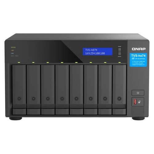 QNAP TVS-H874 - Serveur NAS - 8 Baies - SATA 6Gb/s - RAID RAID 0, 1, 5, 6, 10, 50, JBOD, 60, RAID TP - RAM 32 Go - Gigabit Ethernet / 2.5 Gigabit Ethernet - iSCSI support