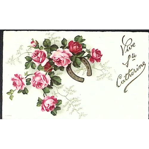 Carte Ancienne Vive Sainte Catherine - 11 X 6 Cm