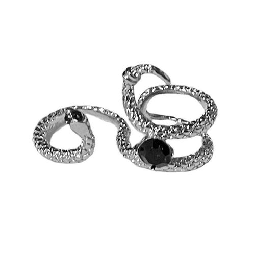 Enroulement Serpent Ouvert Anneaux Incrusté Strass Deux Doigt Bande Bague Pour Hommes Femmes