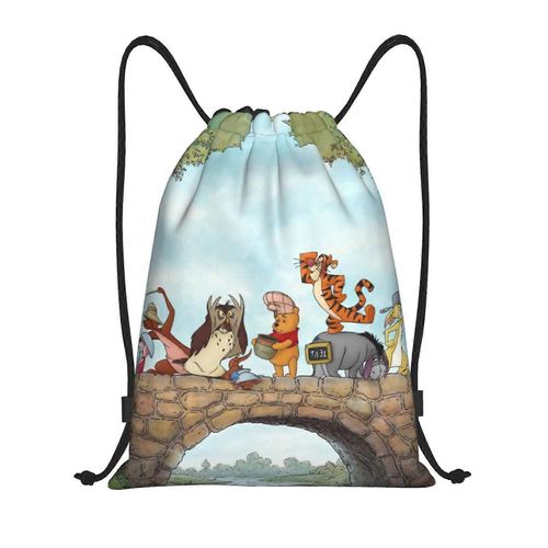 Sac à dos à cordon de serrage Winnie l'ourson , sac de sport pour le yoga, la natation, sac à bandoulière - PJD797