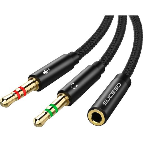 Adaptateur Jack Audio Stéréo 3,5Mm Adaptateur Micro Casque Câble En Nylon Tressé Splitter Adaptateur Y Jack Micro Audio Femelle À 2 Double Male Pour Pc,Ps4,Xbox One,Ordinateur,Écou[ECO5240576]