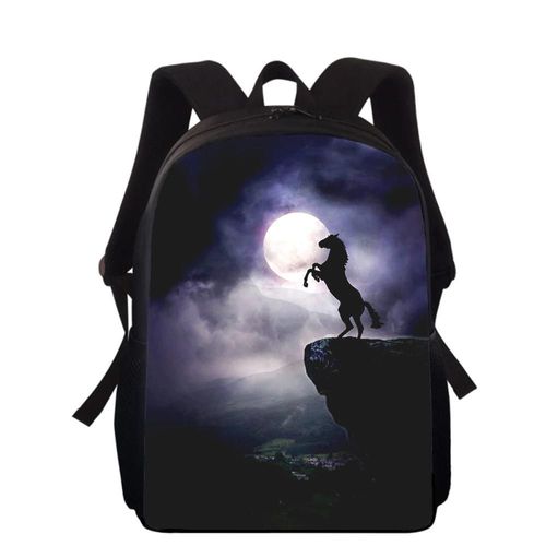 Sac à dos pour enfants avec impression 3D Cheval 40 cm, cartable d'école primaire pour garçons et filles
