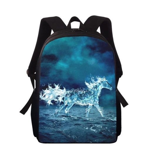 Sac à dos pour enfants avec impression 3D Cheval 40 cm, cartable d'école primaire pour garçons et filles