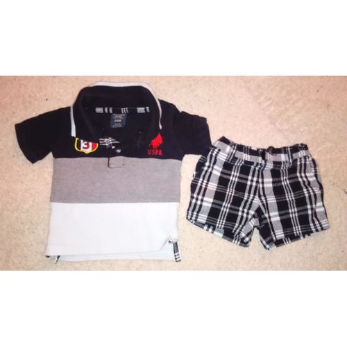 Ensemble Bébé Garçon Short &#43 Polo Assorti &#34us Polo Assn&#34 Taille 3/6 Mois Idée Cadeau
