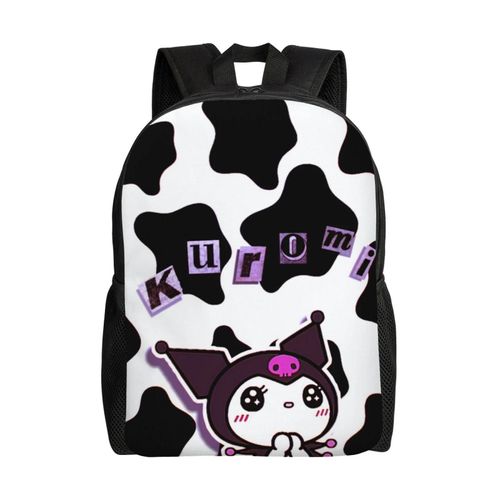 Sac à dos Kuromi imprimé vache, cartable d'école primaire, collège, grande capacité, sac à bandoulière décontracté, sac pour ordinateur portable, pour garçons et filles - XTYD2955