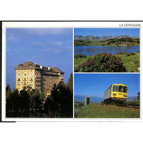 Carte Postale Message Du Sud, La Cerdagne, Font-Romeu, Le Grand Hôtel, Le Train Jaune, Lac De Montagne