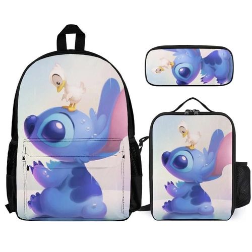 Trousse À Lunch 3 En 1 Motif Stitch Pour Filles Et Garçons, Sac D'école Léger Et Durable, Sac De Rangement Pour Enfants