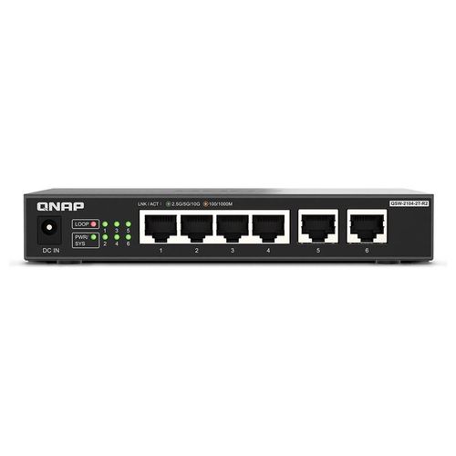 QNAP QSW-2104-2T-R2 - Commutateur - non géré - 4 x 100/1000/2.5G + 2 x 100/1000/2.5G/5G/10GBase-T - de bureau