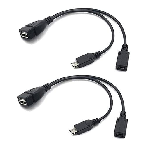 Adaptateur Micro USB vers USB 2-en-1 (câble OTG + câble d¿alimentation) - Paquet de 2 / 20 cm