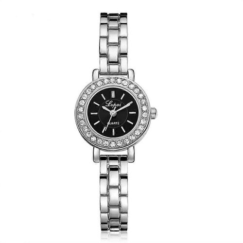 Or/Siver Quartz Montre Faux Diamant Cadran Plaque Montre-Bracelet Dame Femmes