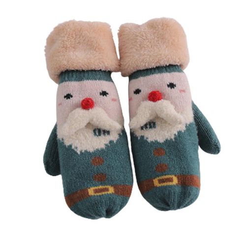 Gants De Conduite Full Finger Mitten Girls Christmas Glove Cute Santa Claus Pattern