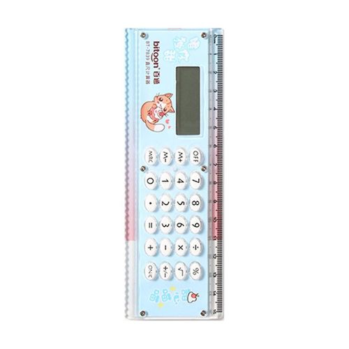 Cartoon 2-en-1 Calculatrice Numérique Règle Mini Calculatrice de Bureau pour Bureau Maison